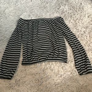 Off the shoulder striped shirt